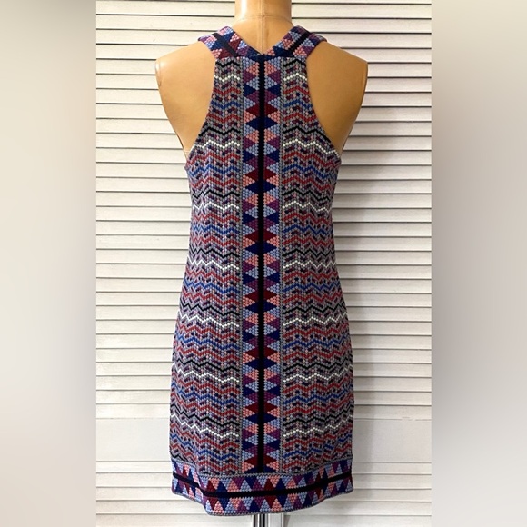 BCBGMaxAzria Dress Womens XS Multi-color Sleeveless Halter Jacquard Woven Sheath - Picture 8 of 12